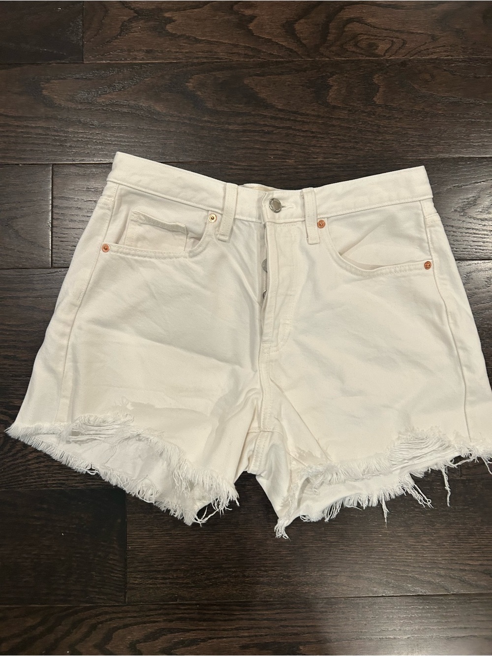 Universal Thread Women's High-Rise White Frayed Hem Denim Shorts